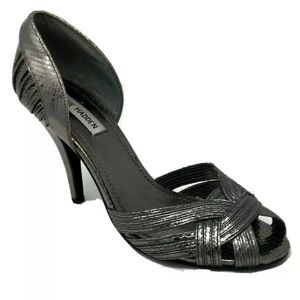 Silver leather snake embossed heels shoes 8.5